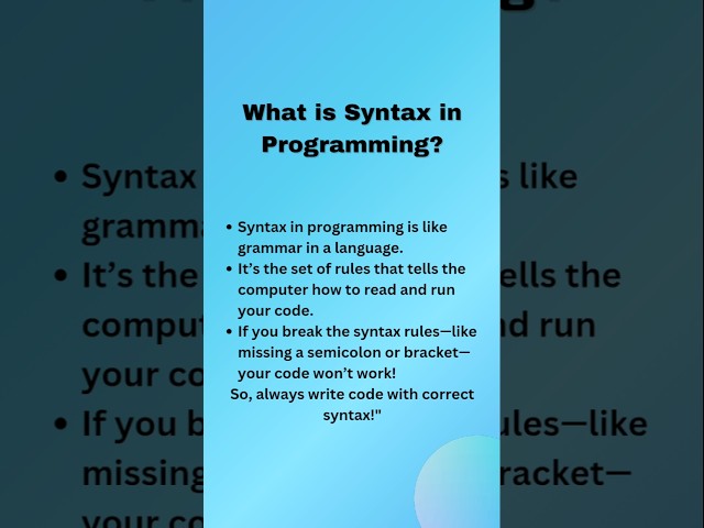 What is Syntax in Programming? 🤔💻 | Explained in Seconds ⏱️#Syntax