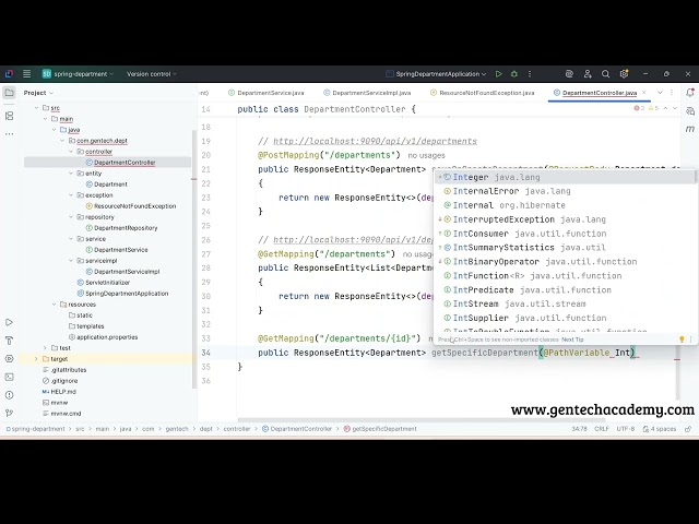 Java Spring Boot Part - 07 | Retrieve Specific Department GET API | Exception Class | Postman