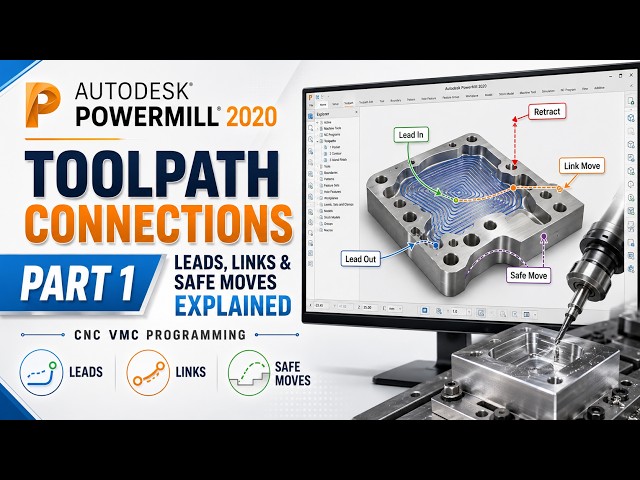 Autodesk PowerMill 2020 Toolpath Connections Part 1 | Leads, Links & Safe Moves Explained
