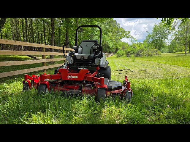 NEW Exmark DIESEL 96"Lazer Z X Series In Action -Mowing Tall Thick Grass. 