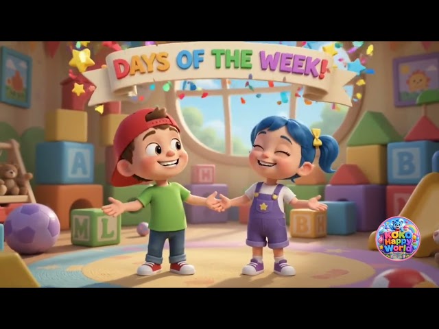 A Week Song 🎵 | Monday to Sunday | Kids Learning Song 🌈@kokoHappyWorld 