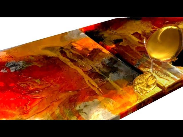 SATISFYING Abstract Art: Acrylic Pouring Over Textured Canvas (623)