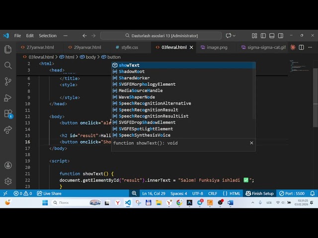 JavaScript boshlangich darslar!