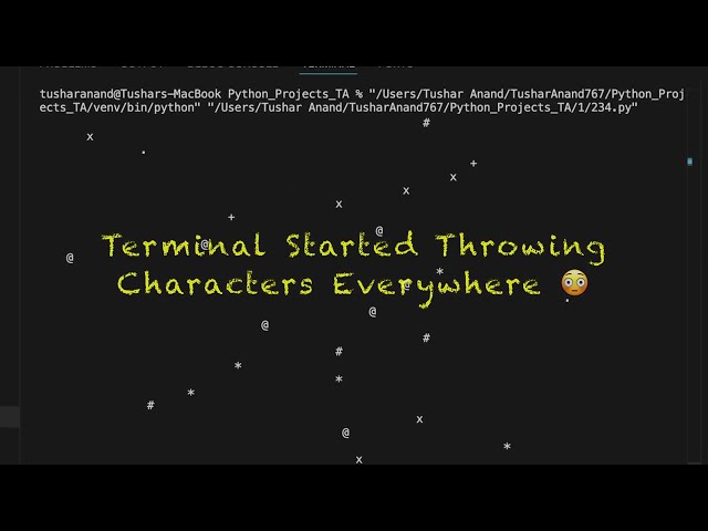 Terminal started throwing characters everywhere 😳 #coding #python