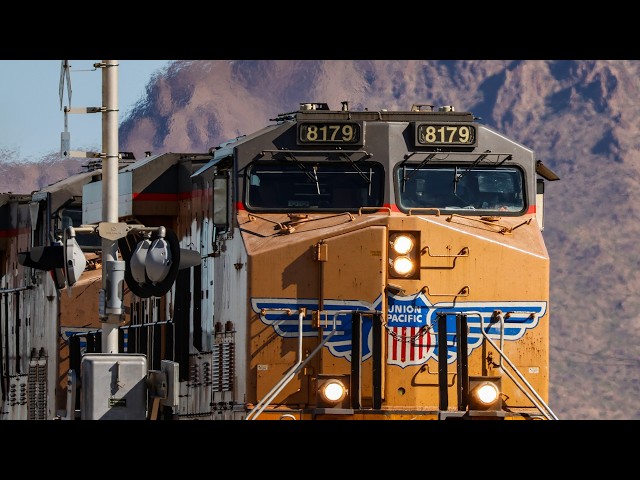 Trackside in VR180: UP8179 Eastbound Stack Train at Red Rock, Arizona