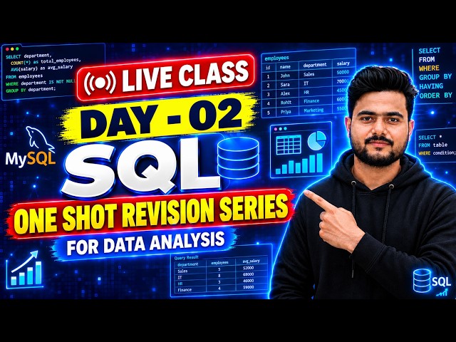 🔴 SQL Day 02 - LIVE CLASS | One Shot Revision for Data Analysis