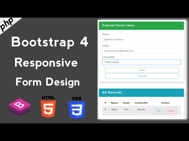 Bootstrap 4 Registration Form | How to Design Responsive Form using Bootstrap