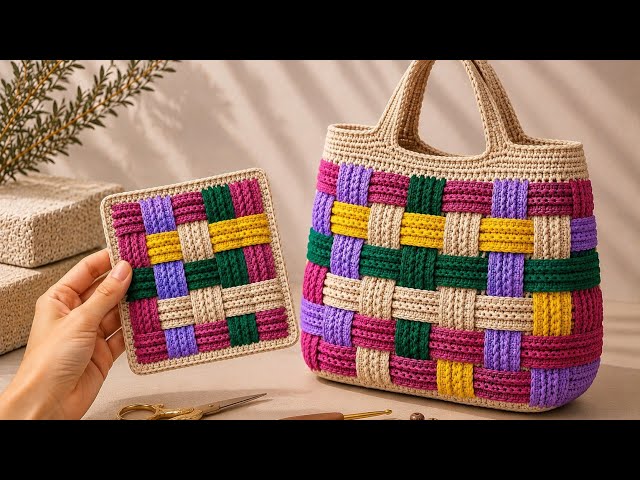 How to Crochet a Beautiful Woven Bag | Easy Crochet Bag Tutorial