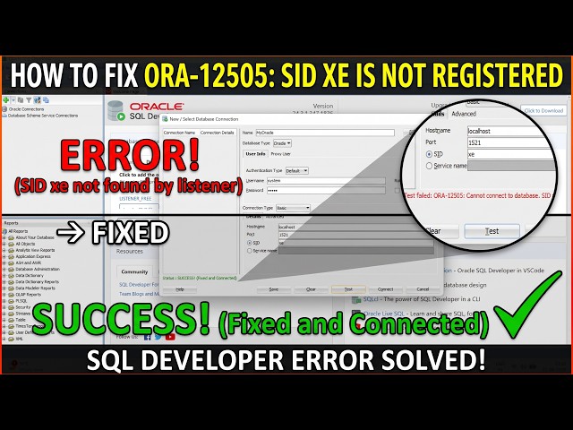 ✅ How to fix: ORA-12505 sid xe is not registered with the listener | SQL Developer Error Solved ✅