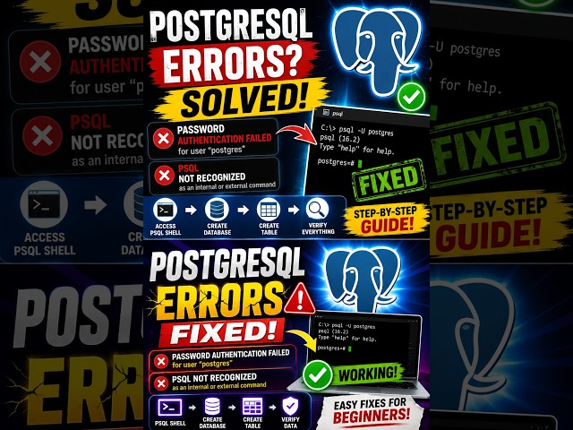 PostgreSQL Error Fix: Password Authentication Failed + PSQL Not Recognized