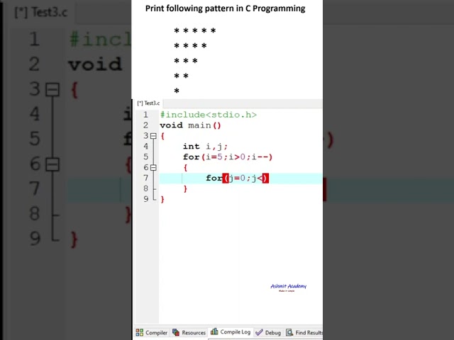 Printing star pattern 2 using C Programming