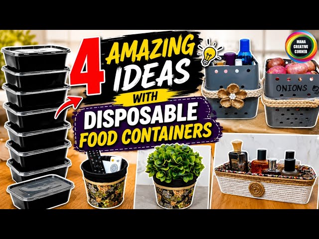 4 Creative Things from Waste Materials | 4 Amazing  Ideas with Plastic food Containers 
