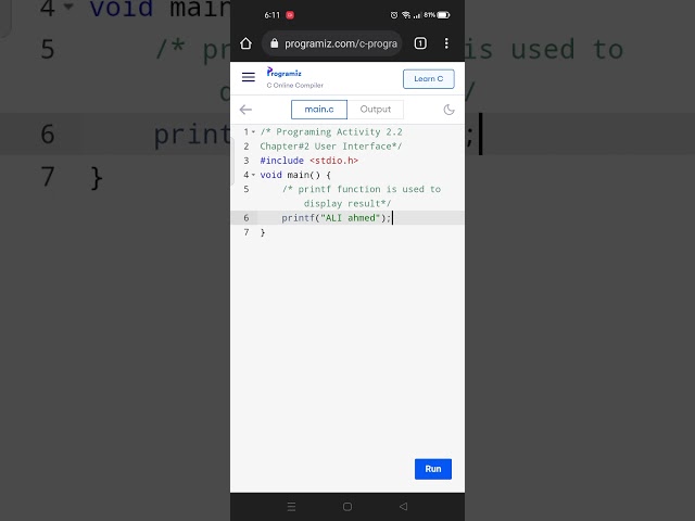 Chapter#2 Programming Activity 2.2  (Solution) Class 10 Computer Science