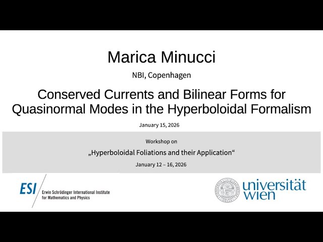 Marica Minucci - Conserved Currents and Bilinear Forms for Quasinormal Modes in the Hyperboloidal...