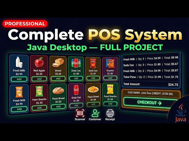 Complete Professional POS System in Java | Product Images, Barcode Search, Customer Credit