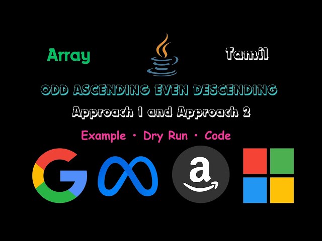 Sort Odd Ascending & Even Descending Without Changing Positions | DSA Java #coding #tamil #dsa #tle