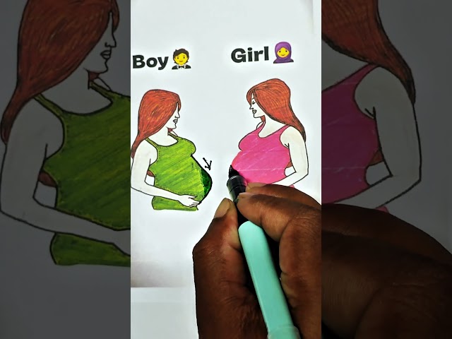 Boy vs. Girl Bump Shape Art Tutorial 🎨👶 | Creative Drawing Ideas #art #drawing #shorts #trending