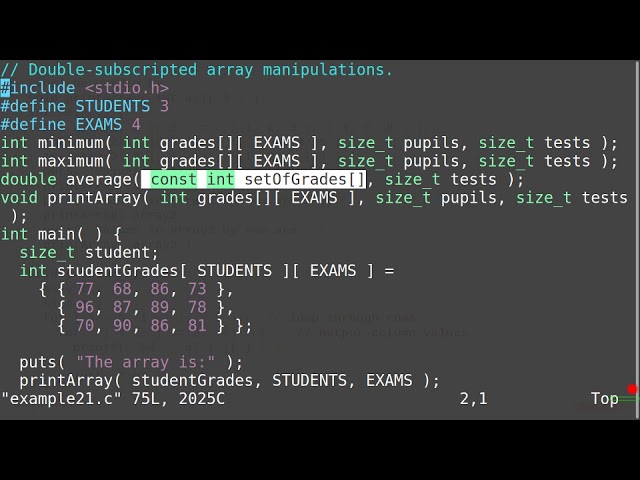 Multidimentional array and their manipulation in C programming