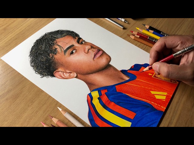 Drawing Lamine Yamal – Realistic Coloured Pencil Portrait