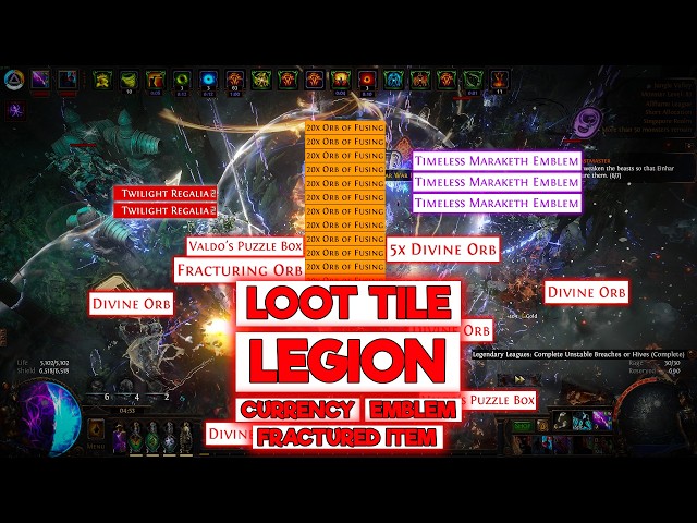 LOOT TILE LEGION FARMING FOR CURRENCY, EMBLEM, FRACTURED ITEM AND 6-LINK - POE 3.29 ALLFLAME LEAGUE