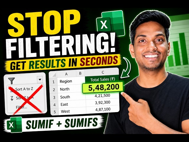 Stop Filtering in Excel! SUMIF & SUMIFS with Real Office Example (Hindi)