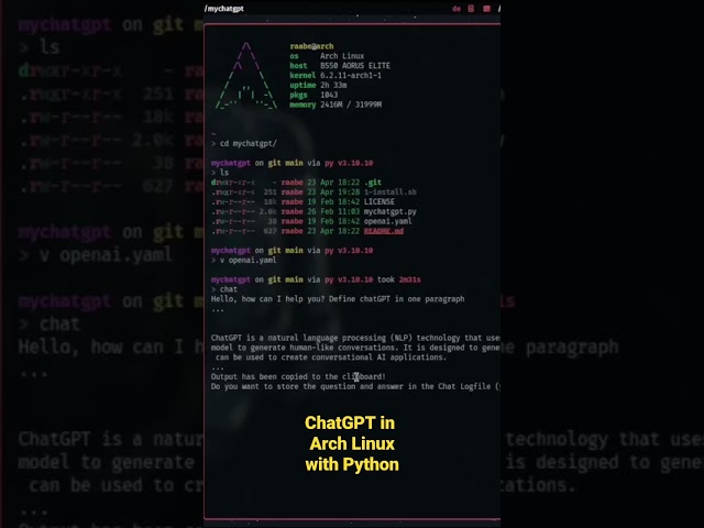 ChatGPT on Arch Linux with Python