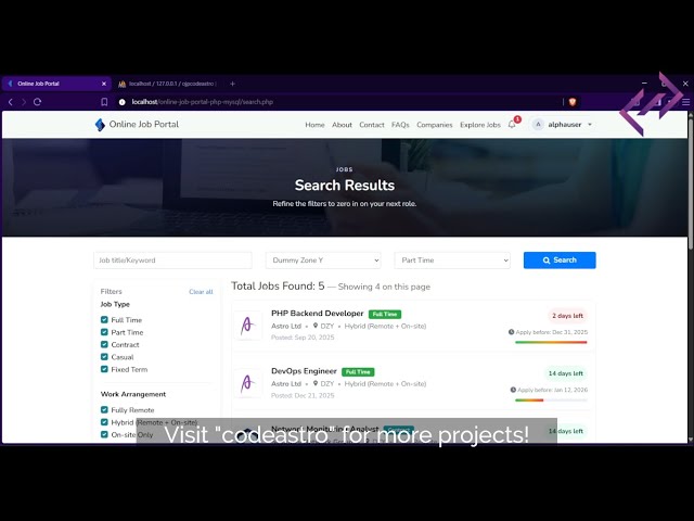 Online Job Portal Project in PHP MySQL | Source Code Demo - CodeAstro