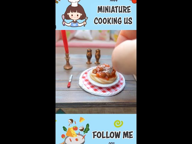 Miniature Cooking Spaghetti and Meatballs #Shorts #MiniatureCookingUS #minifood