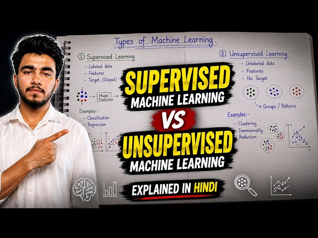 2 Types of Machine Learning Explained in Hindi | Supervised vs Unsupervised ML