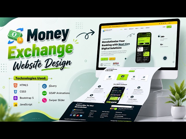Modern Money Exchange Website Design in HTML, CSS & JavaScript 💸