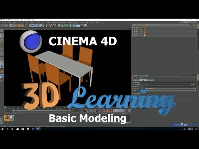 Cinema 4D Ep-03 Basic Modeling, Modeling Table Chair by using Attribute Manager