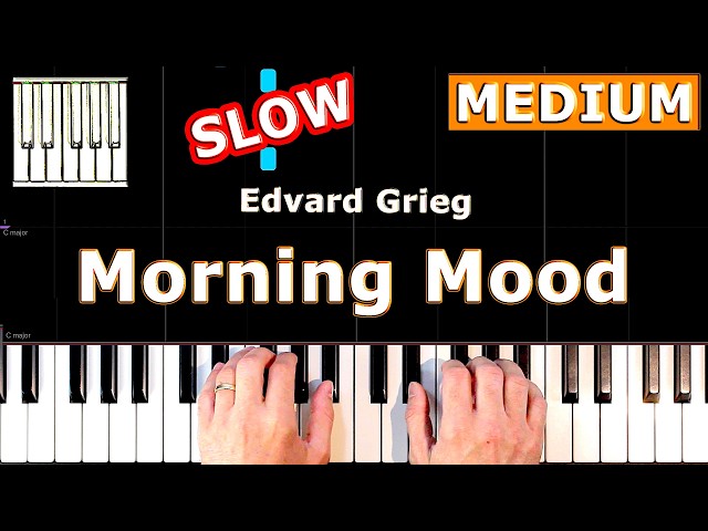 Morning Mood - Edvard Grieg - SLOW Piano Tutorial