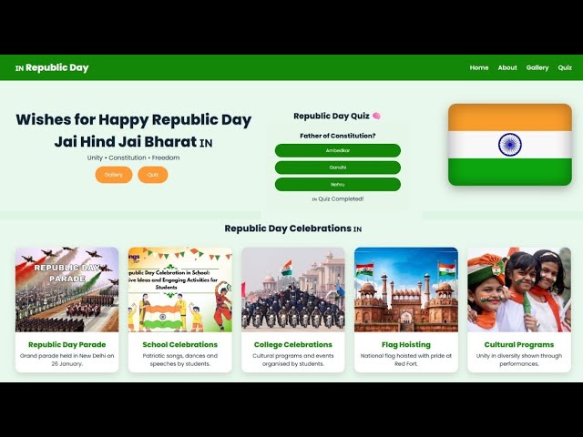 Happy Republic Day 🇮🇳 Interactive Website Clone#WebProject #RepublicDay 🇮🇳