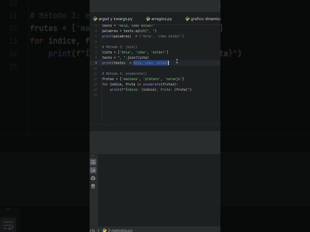👋Aprende Python: Usando split(), join(), enumerate() para Manipulación de Texto y Listas
