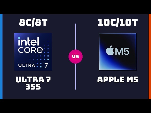 Intel Core Ultra 7 355 vs Apple M5 (10-Core) – CPU Comparison