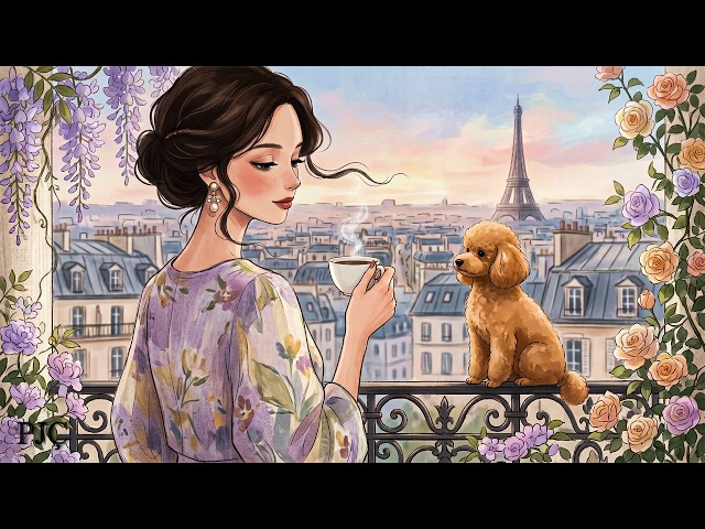 Soft Swing Jazz 🌸 Paris Balcony Café | 1940s French Vintage Vibes ☕ Cozy & Romantic