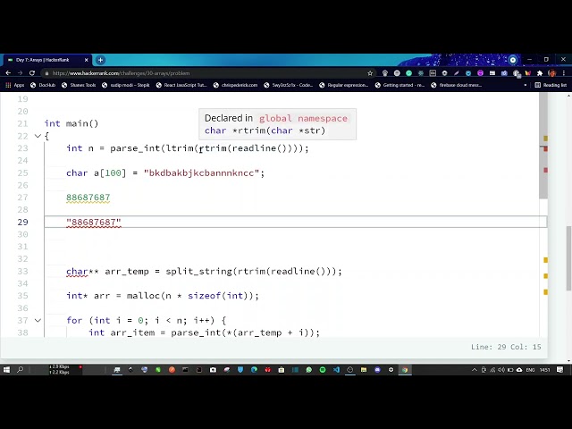 DAY 7 ARRAYS IN C 30 DAYS OF CODE HACKERRANK SOLUTION Full HD