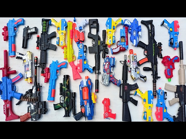 NERF WAR Sniper Guns and GEL BLASTER GUN  AK47 Gun M16 Sniper Gun Shotgun Granade Cobra gun Pistol