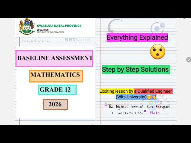 2026 KZN Grade 12 Mathematics Baseline Test | Memo & Walkthrough | iCampSA