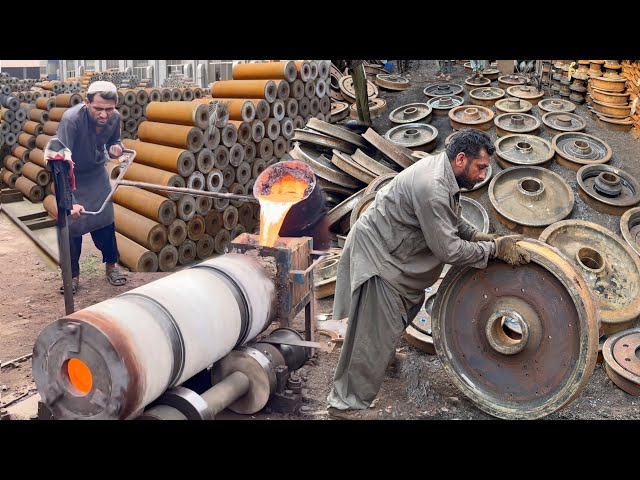Old Train Wheel to Flour Mill Roller | Full Manufacturing Process