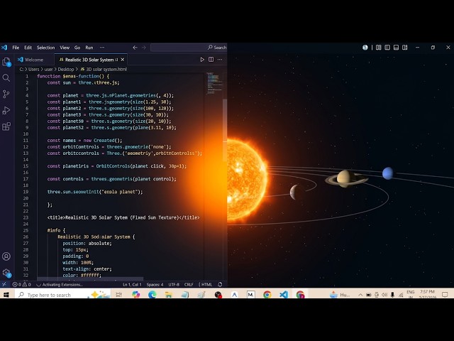 Build the Solar System Website : Three.js Guide (HTML/CSS/JS)
