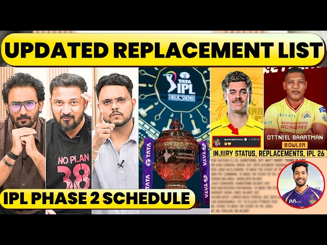 BIG UPDATE ON FULL IPL SCHEDULE. INJURY REPLACEMENTS LIST IS OUT. CSK: SPENCER JOHNSON VS BAARTMAN