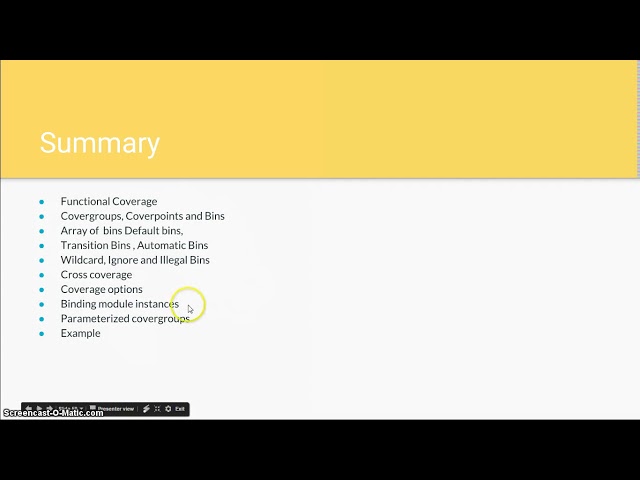 Course : Systemverilog Verification 5 : L14.1 : Summary