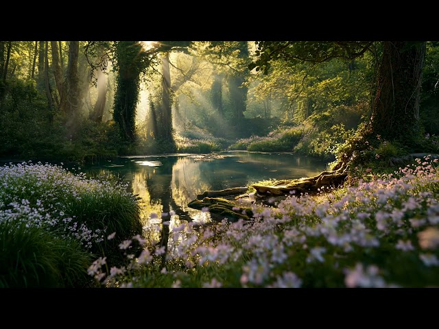 A Quiet Forest Pond - Gentle Water & Morning Birdsong [4K]