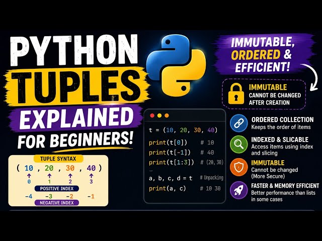 Python Tuples Explained for Beginners | Tuples vs Lists, Indexing  🐍