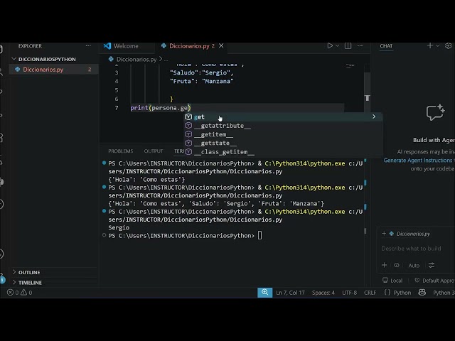 Tipo de dato Diccionario={} en Python