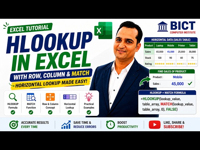Master HLOOKUP in Excel  MATCH Function & Dynamic Lookup  Practical Examples
