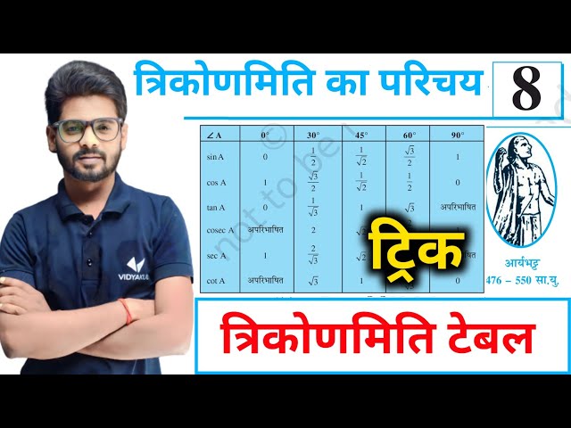 Trigonometry (त्रिकोणमिति) Table Trick in Hindi | 30 Seconds Trigonometry Table Short Trick | 10th