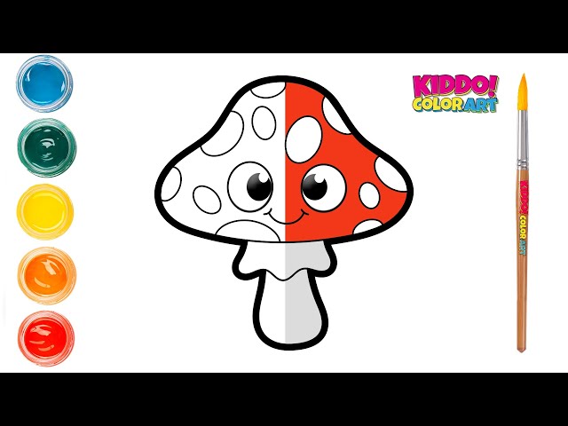 Cute & Easy Mushroom Drawing | Fun Coloring for Kids | Simple Mushroom Drawing | Kiddo Color Art