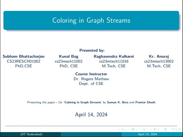 Coloring in Graph Streams